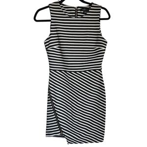 Dynamite Monochrome Striped Asymmetrical Dress